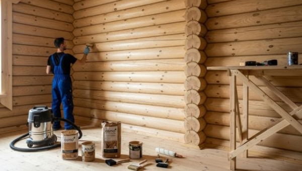 Внутренняя покраска бревенчатого дома цена